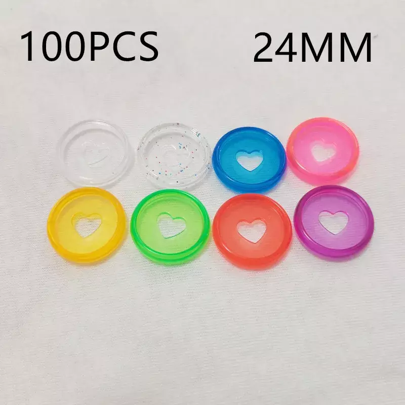 100 pcs24mm przezroczysty zeszyt w kolorze galaretki z plastikowym pierścieniem miłości wiążący guzik z luźnymi liśćmi i otworem w kształcie grzyba