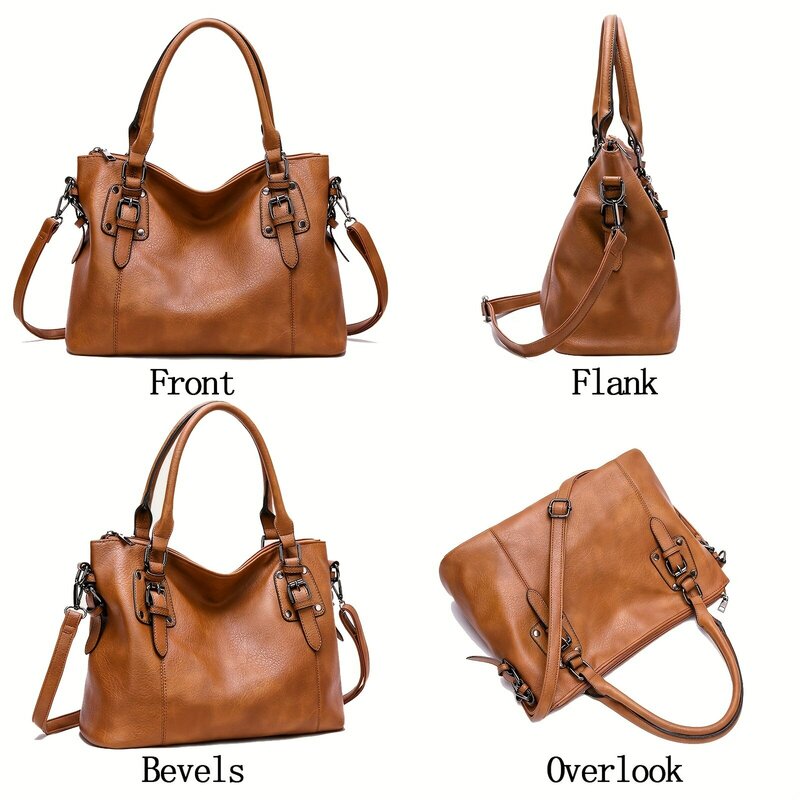 Женские сумки, сумка-тоут, мягкая искусственная кожа, Ретро дизайн, большая вместительность, мульти-карман, повседневная женская сумка через плечо