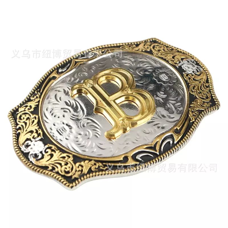 Letter Belt Buckle From A To Z Goldern Alloy Accessories Western Denim Style
