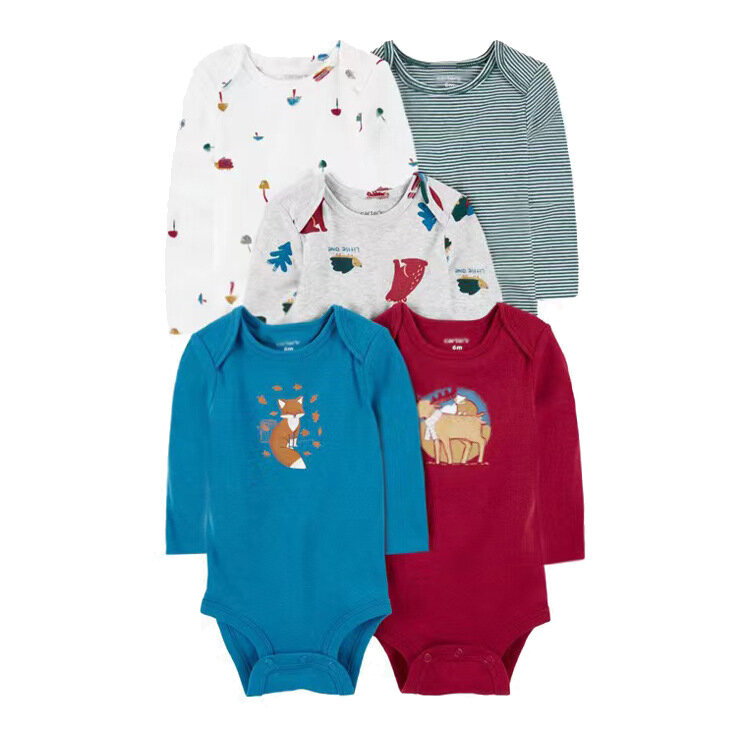 5PCS/set Fashion Baby Boys Clothes Cotton Soft Long Sleeve Autumn Boy Girls Bodysuit Newborn Toddler Body