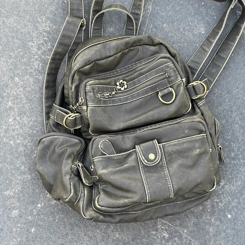 Xiuya ransel Vintage Y2k wanita, tas punggung perjalanan pria kulit kapasitas besar kasual warna coklat