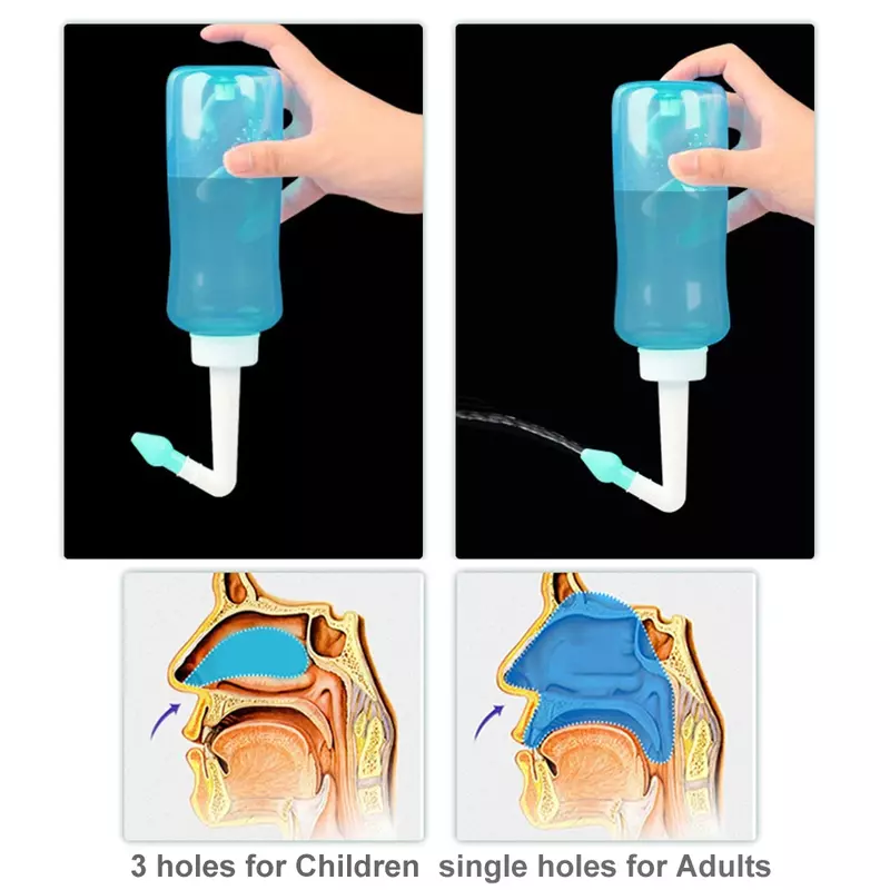 Volwassenen Kinderen Nasale Wassen Cleaner Sinusite Neus Protector Reinigt Bevochtigt Kind Volwassen Voorkomen Allergische Rhinitis Neti Pot 500Ml