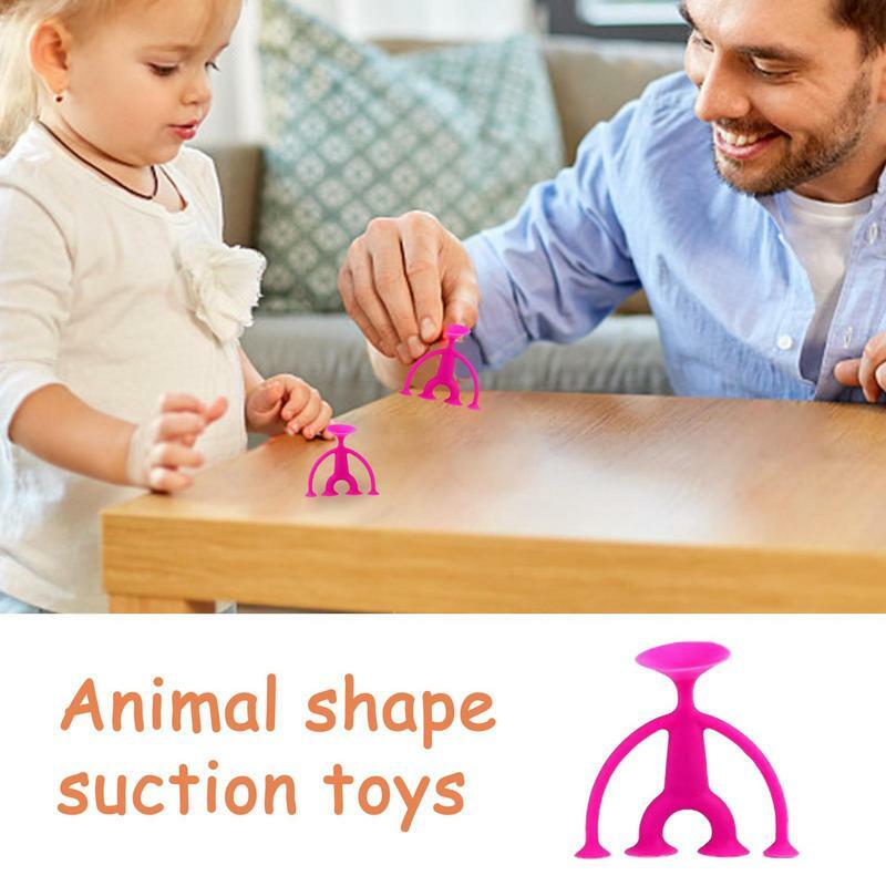 Bloques de construcción de silicona suave para niños, juguete de succión con forma de Animal, liberación del estrés, juego interactivo con ventosa para Baño