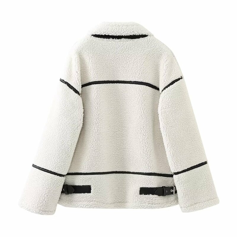 Manteau épais en laine d'agneau pour femme, fourrure de moto intégrée, automne, hiver, nouveau, 2023
