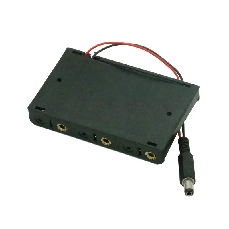 Caixa do suporte da bateria, fio Plug para Arduino, DC 5.5mm x 2.1mm, 6x AA, 6x AA, 9V, 1Pc