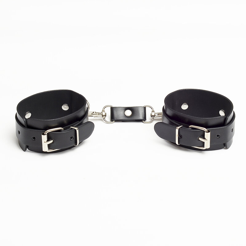 Black pu Leather sex Handcuffs short Style High Quality Tied Handcuffs Shackles Couple sexy Fun Toys Lovers Knot Mystery Gift