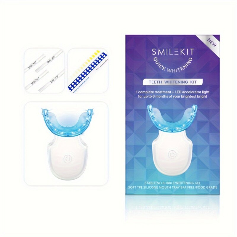 Dentes recarregáveis branqueamento Kit com luz LED azul, acelerador