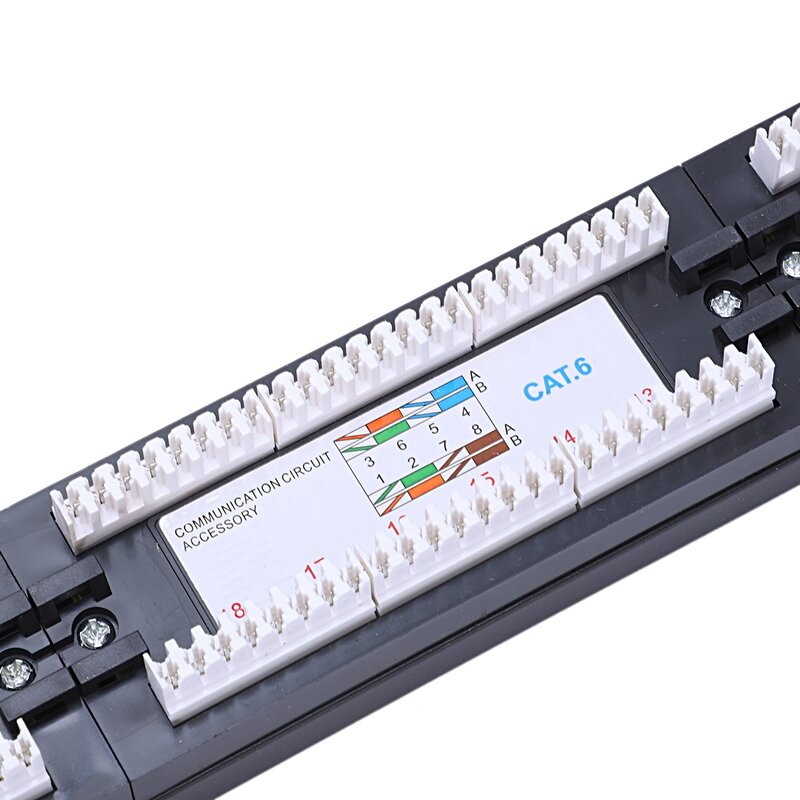 Cable de estante de Panel de parche Rj45 de 24 puertos UTP, herramienta de estante de conector montado en la pared, adaptador de red Lan Ethernet CAT6