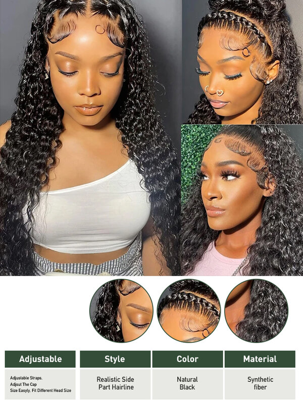 13x4  Deep Wave Frontal Wig 13x6 Hd Lace Front Curly Water Wave  Brazilian 250 Density 34 30 Inch Glueless Wig Human Hair Wigs