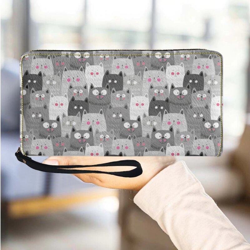 New Wallet Female Cartoon Cat Luxury Design PU Leather Clutch Card Holder Small Mobile Phone Bag Commuting Casual Wallet Bolsas