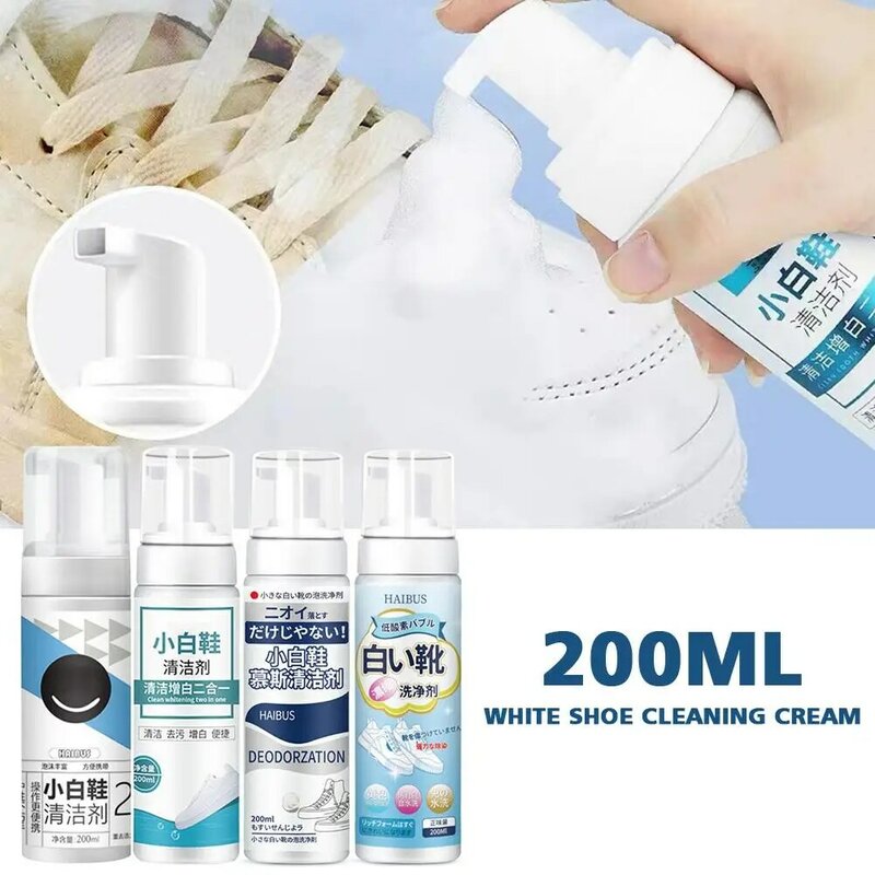 200ML White Shoes Magic Tool Shoes Whitening Spray Get Rid Of Dirty Boots White Boots Cleaning Stains Remove Yellow Spray Foam