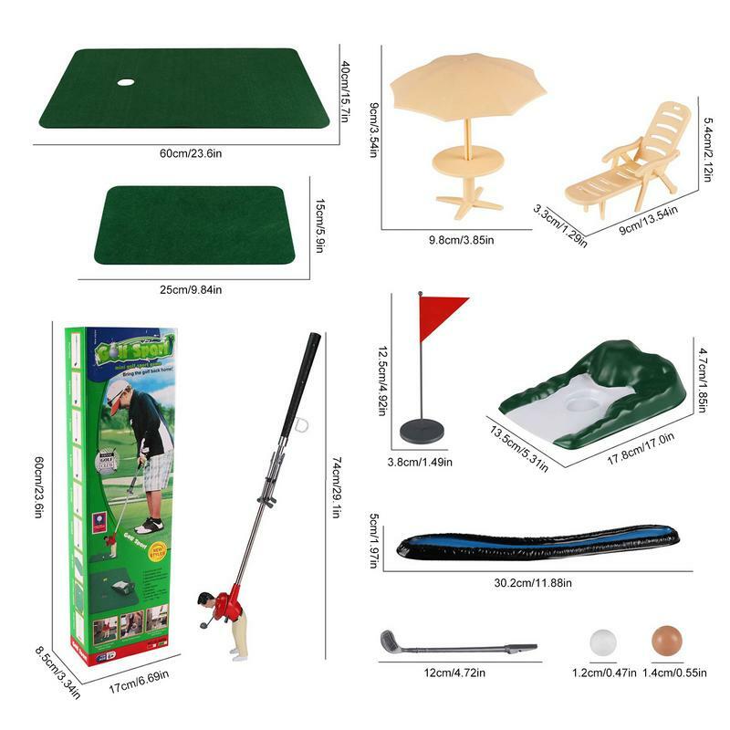 Game Golf Mini realistis permainan Golf lucu Set Golfer Mini mainan Golf aman hadiah liburan edukasi untuk anak-anak untuk mengembangkan kesabaran