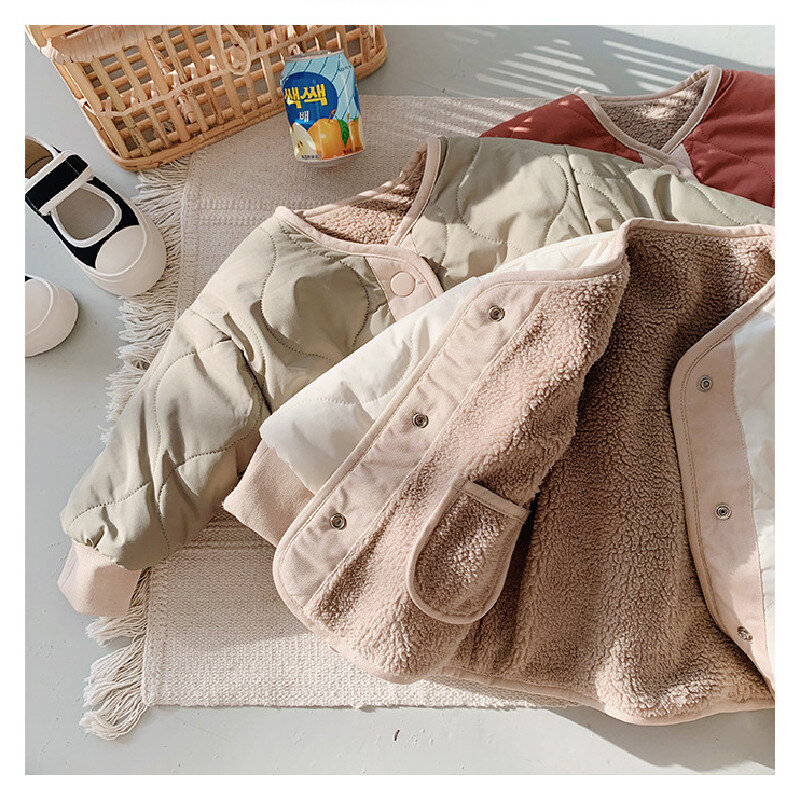 Chaqueta de lana para bebé, abrigo de dos lados, ropa de algodón, prendas de vestir exteriores para bebé de 1 a 4 años