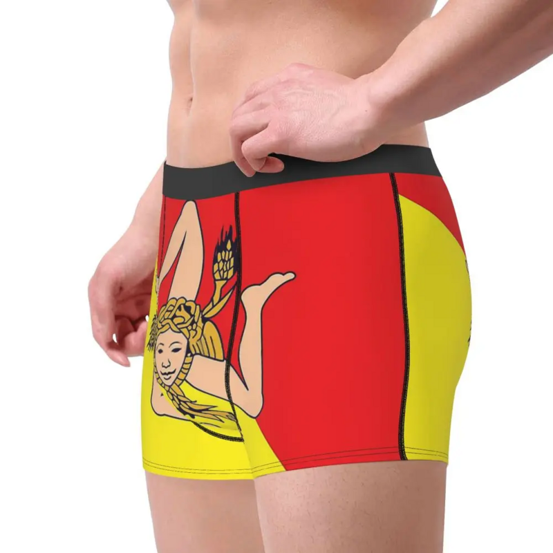 Sicily Nationale Vlag Onderbroek Katoenen Ondergoed Heren Ondergoed Comfortabele Shorts Boxershort Slips