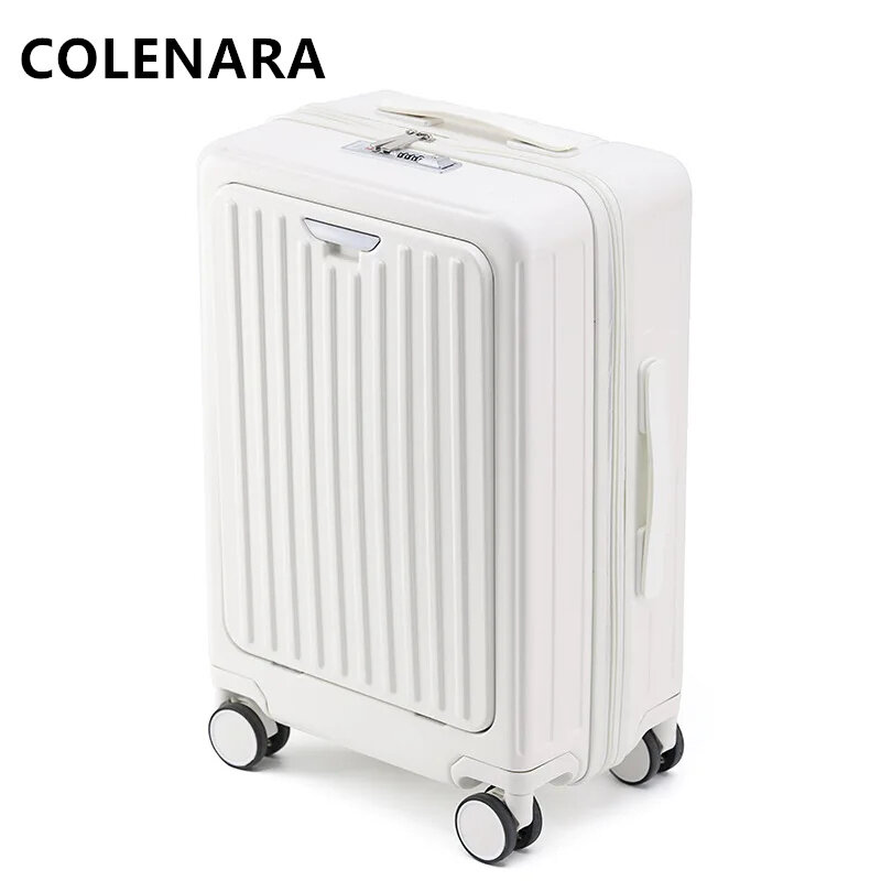 COLENARA-maleta rodante de negocios con carga USB para mujer, Maleta de equipaje de 20 pulgadas con apertura frontal, Nueva, 26