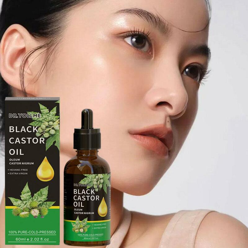 Aceite de ricino negro para masaje de la piel, aceite esencial para el cuidado de las cejas, Previene el envejecimiento del cabello, productos para el crecimiento de la piel, X6q6