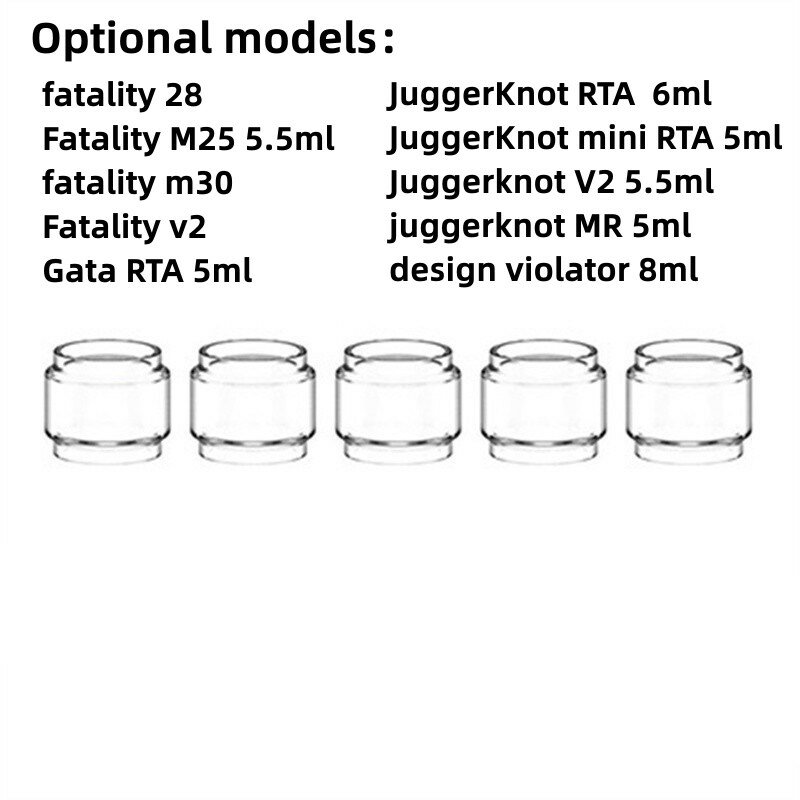 버블 유리 튜브, QP Fatality 28, Fatality M25 5.5ml, Gata RTA 5ml, JuggerKnot RTA 6ml, Juggerknot MR, Design Violator 8ml, 5PCs