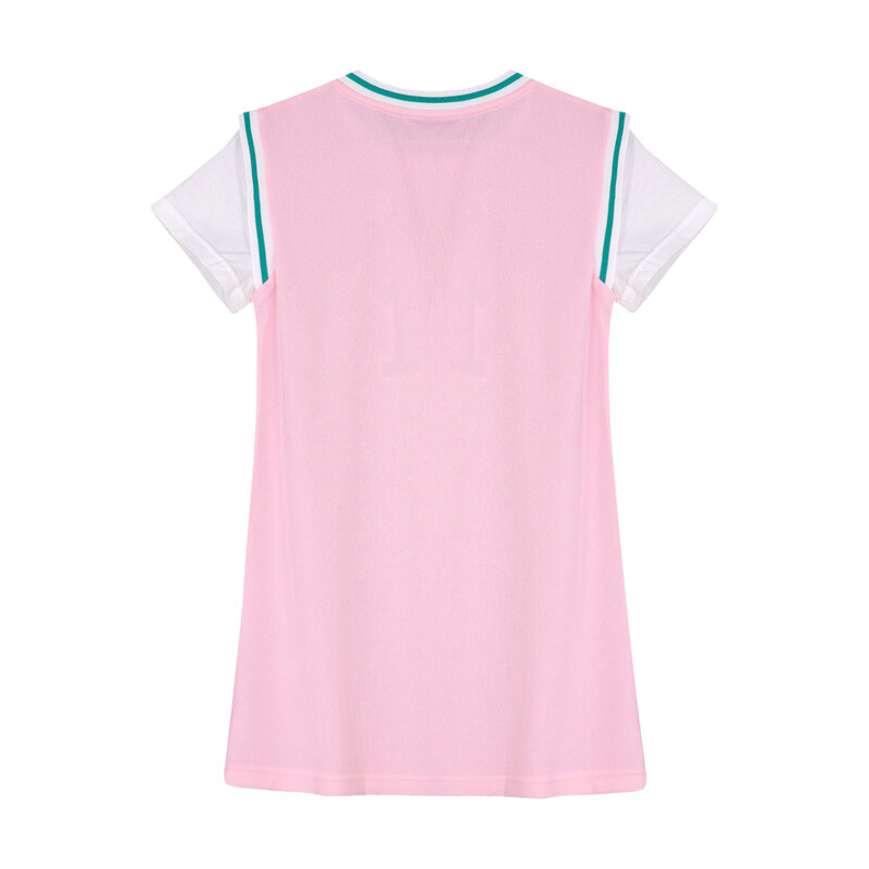 Gaun olahraga anak perempuan, gaun dansa Golf Badminton tenis bersirkulasi udara nomor huruf lengan pendek kasual musim panas untuk anak perempuan