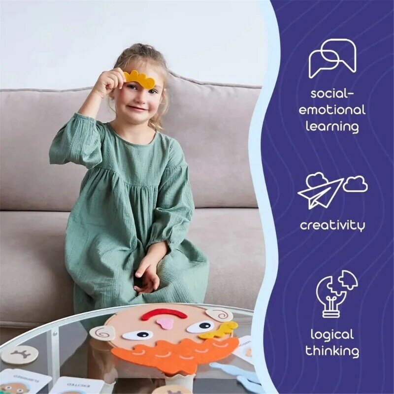 Gioco abbinamento forme colore Espressione facciale Emozione Puzzle Giocattolo Bambini Montessori Abilità motoria fine