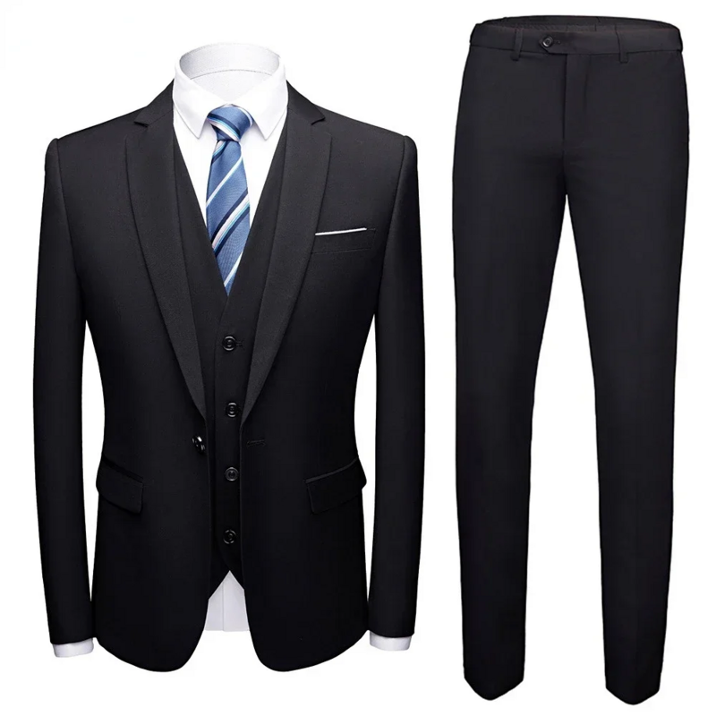 Men Blazers Suit Wedding 3 Pieces Business 2 Set Elegant Full Coat Pants  Latest Vest 2023 Slim Fit Jacket Trousers