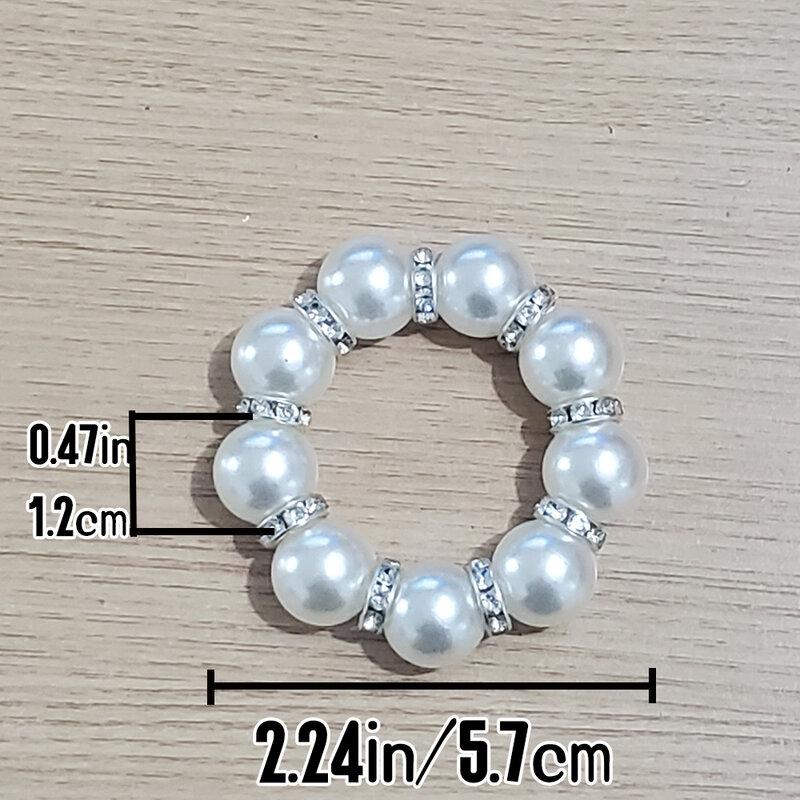 Imitation Pearl Beaded Napkin Rings Holder Set of 12,Silver Rhinestone Napkin Ring,Suitable for hotels, family gatherings