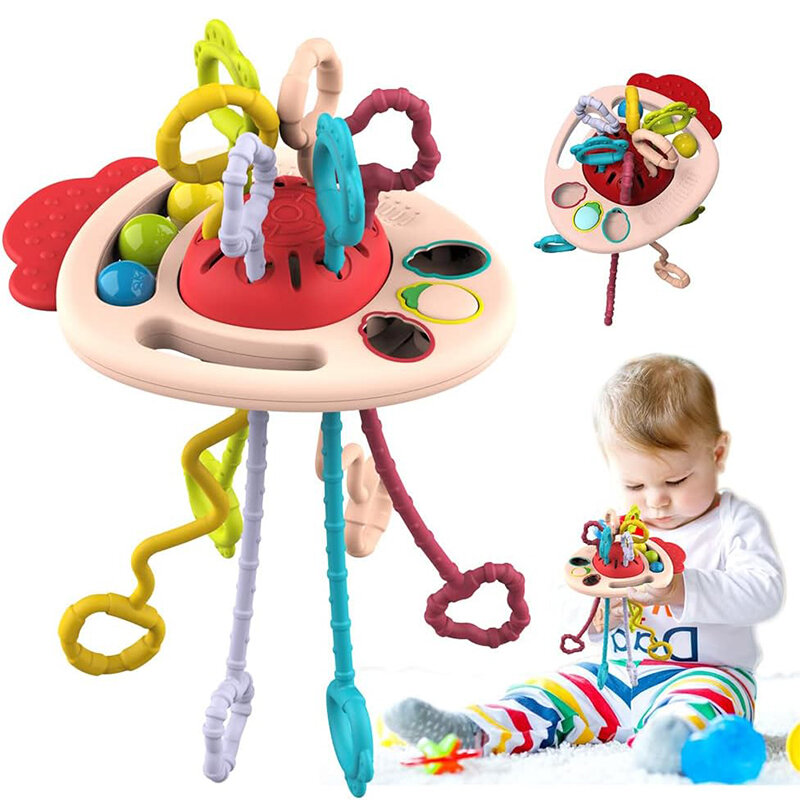 Giocattoli di attività della stringa di trazione Montessori per i bambini giocattoli sensoriali per bambini sviluppo di abilità motorie fini in Silicone giocattoli per bambini 1 2 3 anni