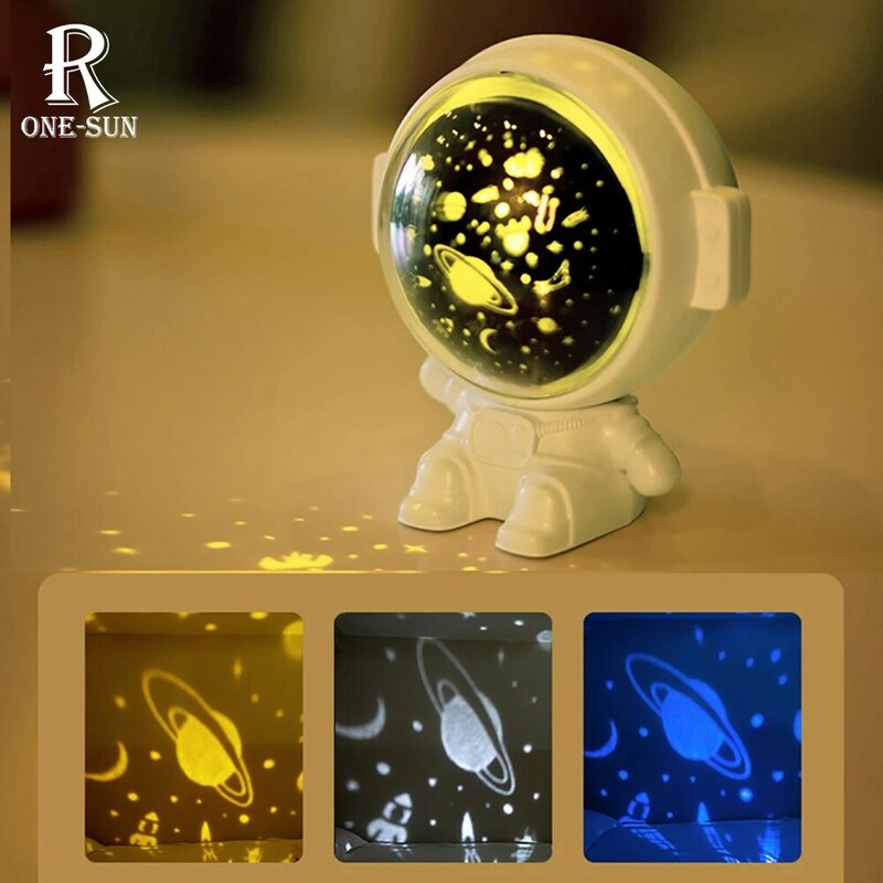 Światło projekcyjne astronauty z muzyką akumulator 3-kolorowa lampka nocna LED 3-wzory lampa nastrojowa prezent świąteczny dla dzieci