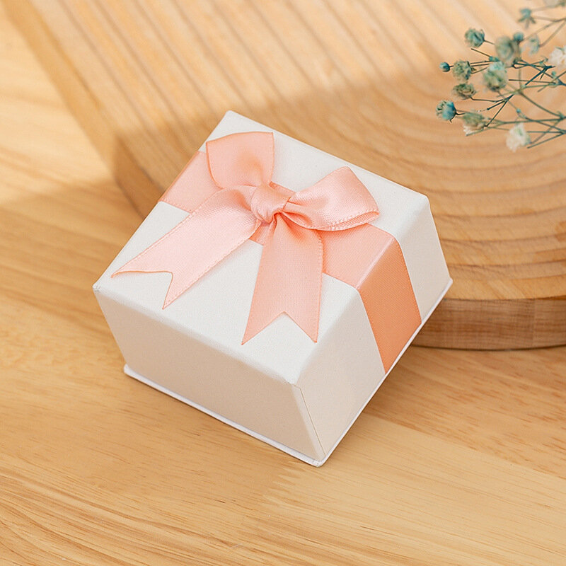 Коробка для ювелирных изделий с бантом, бумажный браслет, ожерелье, кольца, серьги, подвеска, фотография, свадебные подарки, упаковочная коробка