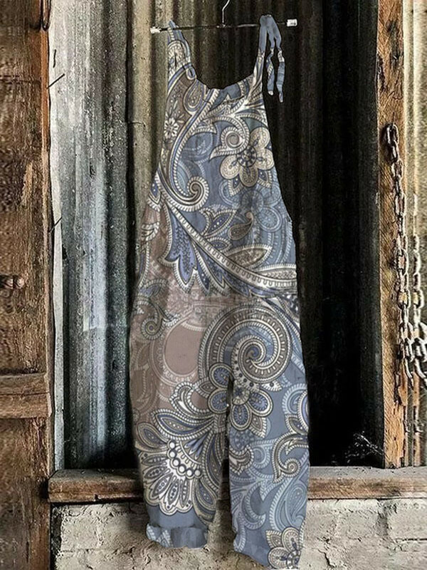 Женские летние модные подтяжки в стиле ретро Бохо шикарный 3D свободный удобный комбинезон