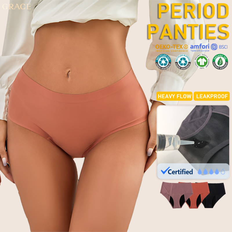 Culotte Anti-Fuite Urinaire Lavable à 4 Couches pour Femme, T-shirt Premium de Coupe Menstruelle