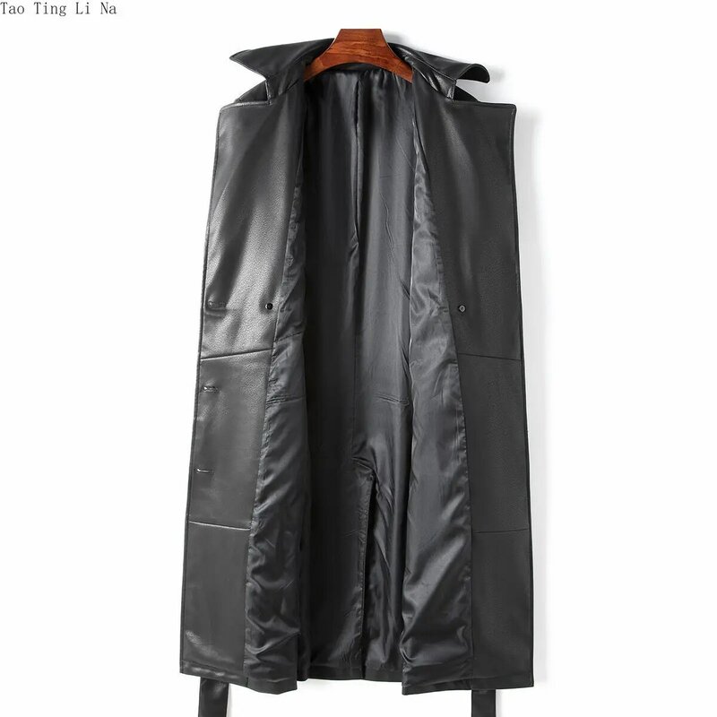 2024 New Women Suit Collar Genuine Sheepskin Leather Windbreaker Long Real Sheep Leather Coat H2