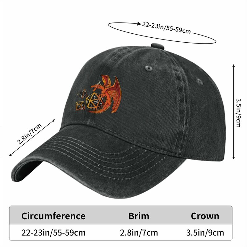 Pure Color Cowboy Hats The Dice Dragon Women's Hat Sun Visor Baseball Caps DnD Game Peaked Trucker Dad Hat