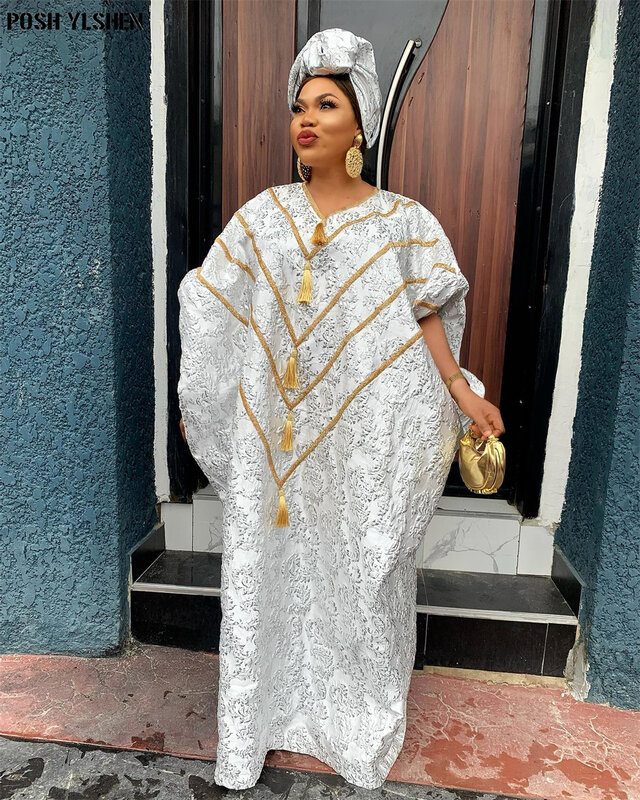 Gaun mewah Afrika Ramadan Abaya Dubai untuk wanita 2024 Muslim Nigeria pesta pernikahan tradisional Boubou Bazin Riche jubah Femme
