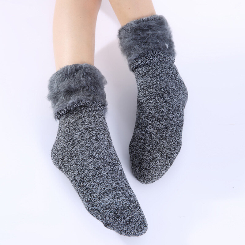 Botas de malha de inverno feminino, meias super macias, quentes, aconchegantes, difusas, forrado de lã, meias de neve para senhoras, meias para clima frio