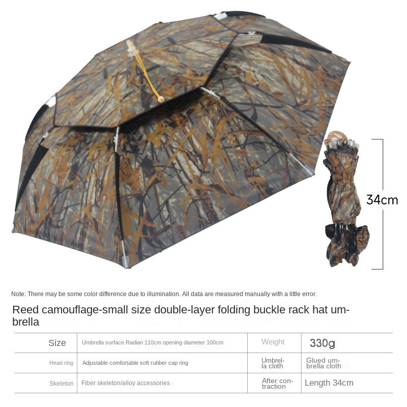Berretto indossato sulla pesca all'aperto protezione solare parasole pieghevole in vinile traspirante testa ombrello cappello da pioggia
