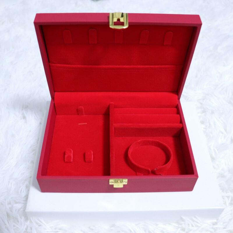 صندوق تخزين مجوهرات أحمر ، منظم حلية ، زفاف ، عيد الحب ، غرفة نوم ، زينة عيد ميلاد ، حافظة زينة