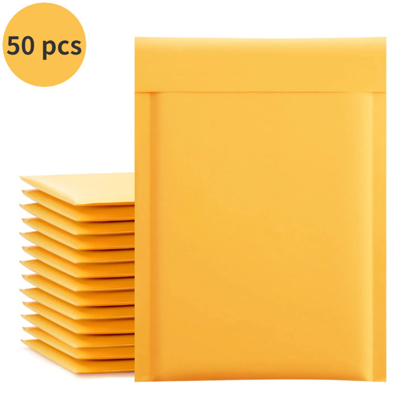 50 pcs Bubble Envelope bag yellow Bubble PolyMailer Self Seal mailing bags Padded Envelopes For Magazine Lined Mailer