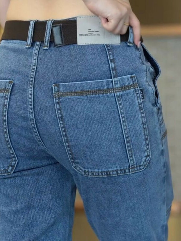 Новинка весна-осень 2024 модные однотонные прямые джинсы стрейч мужские повседневные удобные дышащие высококачественные брюки 38