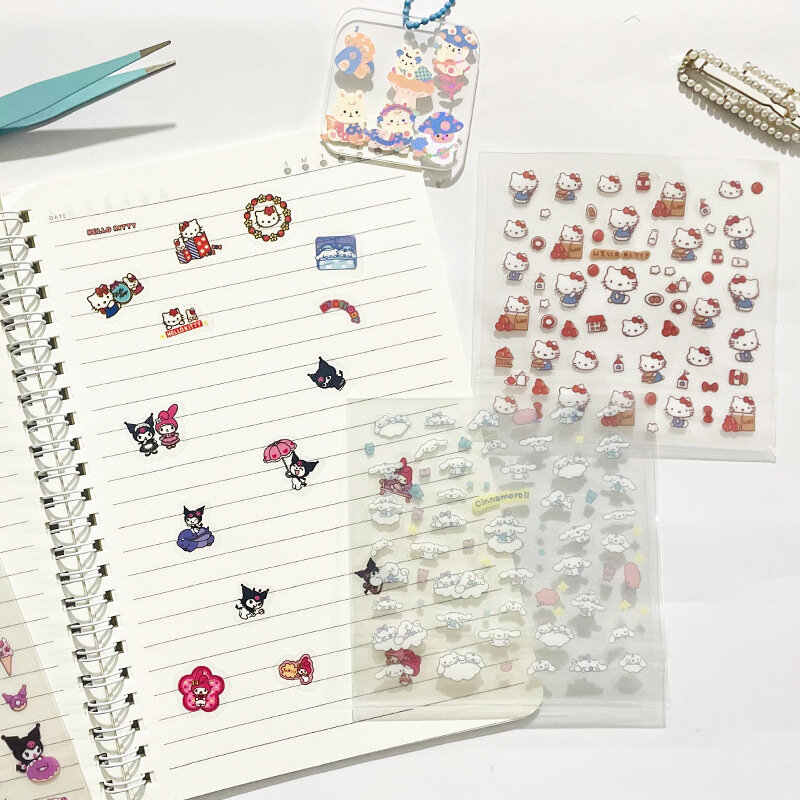 Cartoon trasparente Sanrio Sticker fai da te mano Account decorazione adesivo impermeabile materiale Kuromi piccolo adesivo decorazione giocattolo