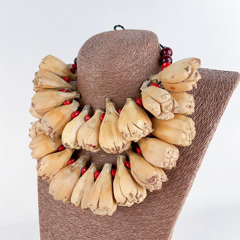 Ensemble boucles d'oreilles et collier Samoa Ula Fala pour dames, anus naturel plus foncé, fruits, occasion formelle, collier de cérémonie, vente en gros, 50 pièces