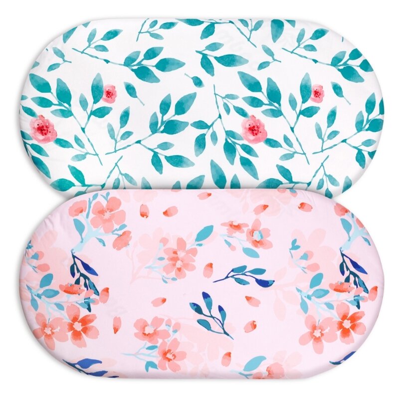 2pcs Baby Fitted Bassinet Sheet Newborn Changing Pad Cover Soft & Breathable Crib Fitted Sheets Cradles Mattress Cover