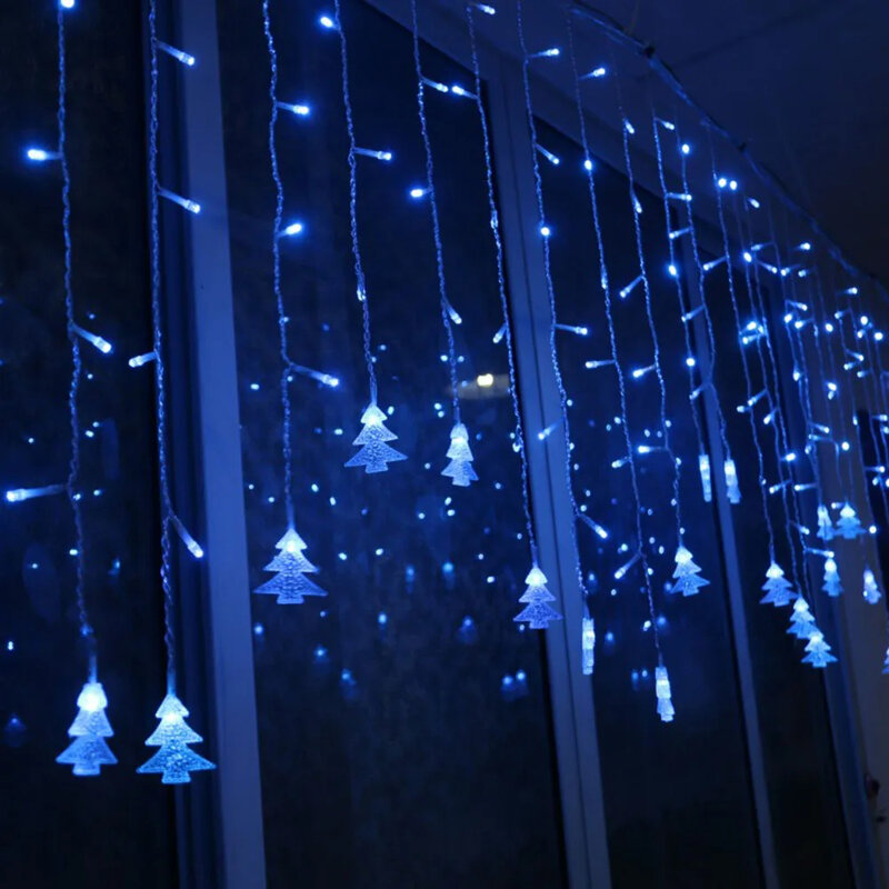 Lampu pohon Natal LED tali lampu LED lampu Natal dekorasi liburan lampu tirai lampu Neon pernikahan 220v lampu peri