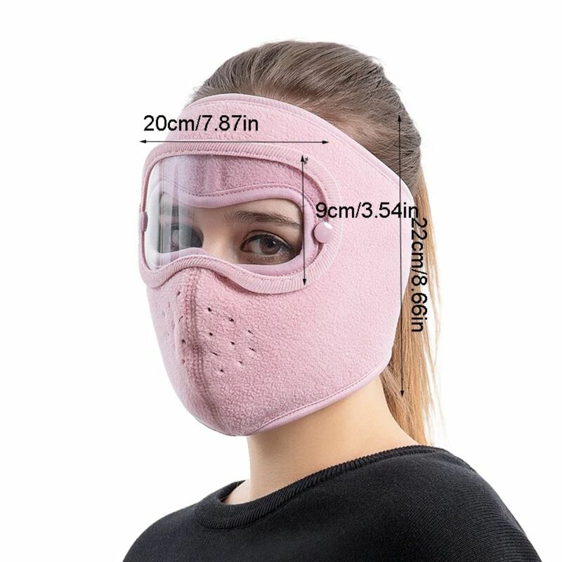 女性用フリースイヤーマフ付き熱防風スキーマスク、通気性のあるフェイスシールド、ウールフェイスマスク