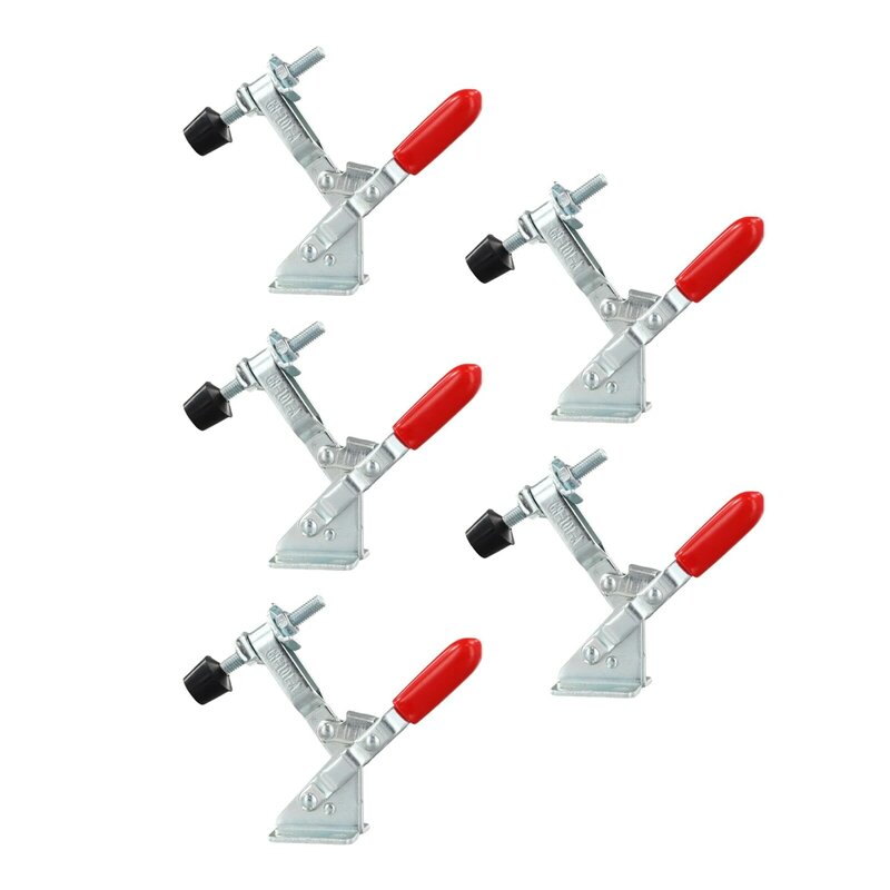 Toggle Clamp Tools Silver + Red Toggle Clamp 110Lbs/50kg 5Pcs GH-101-A Galvanized Iron + Plastic Holding Capacity