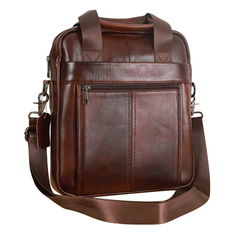 Tas tangan pria baru, tas selempang bahu kulit asli 100%, tas kerja vertikal, tas kurir perjalanan bisnis untuk iPad 13.3 inci