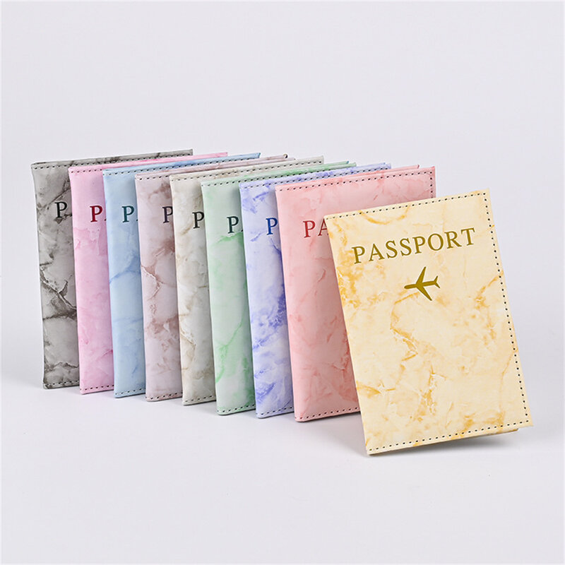 Vintage Marble Passport Cover Women Men ID Bank Card Holder Boarding Travel Accessories Portable PU Leather Passport Case Wallet