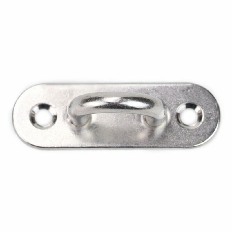 6Pcs 5mm Boat Yacht Fixing Buckle Stainless Steel Eye Plate Oblong Oblong Pad Eye Plates Ceiling Wall Mount Hook Dropship