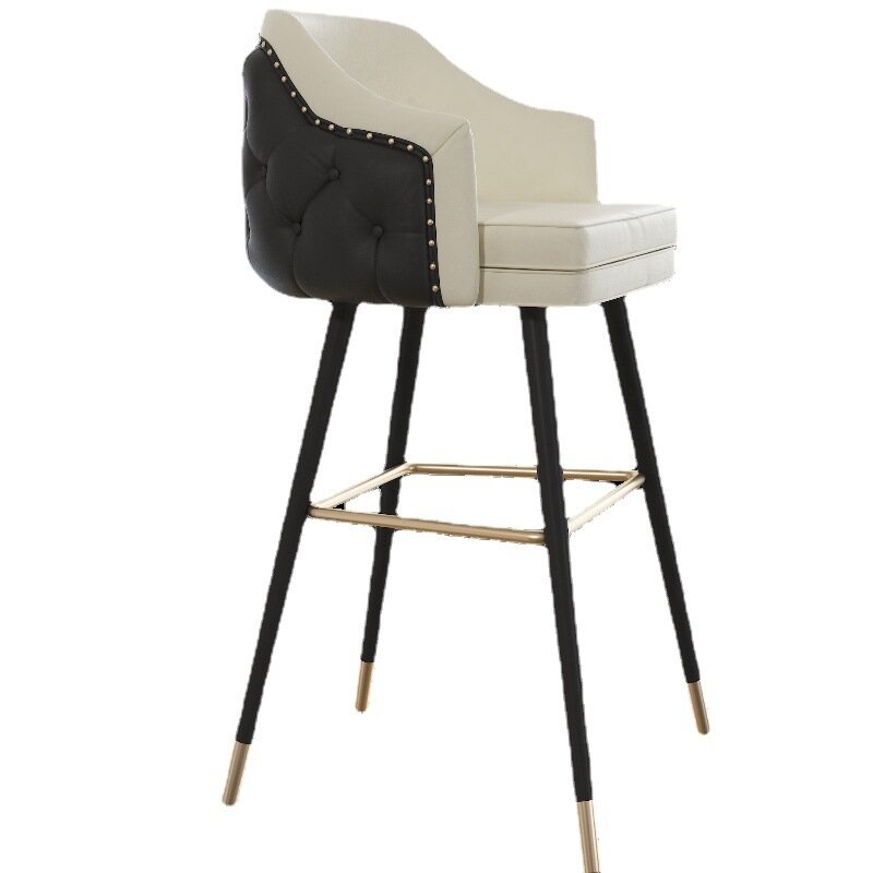 Taburete de Bar moderno de alta calidad, silla de comedor tapizada de cuero, silla de Bar de altura de mostrador