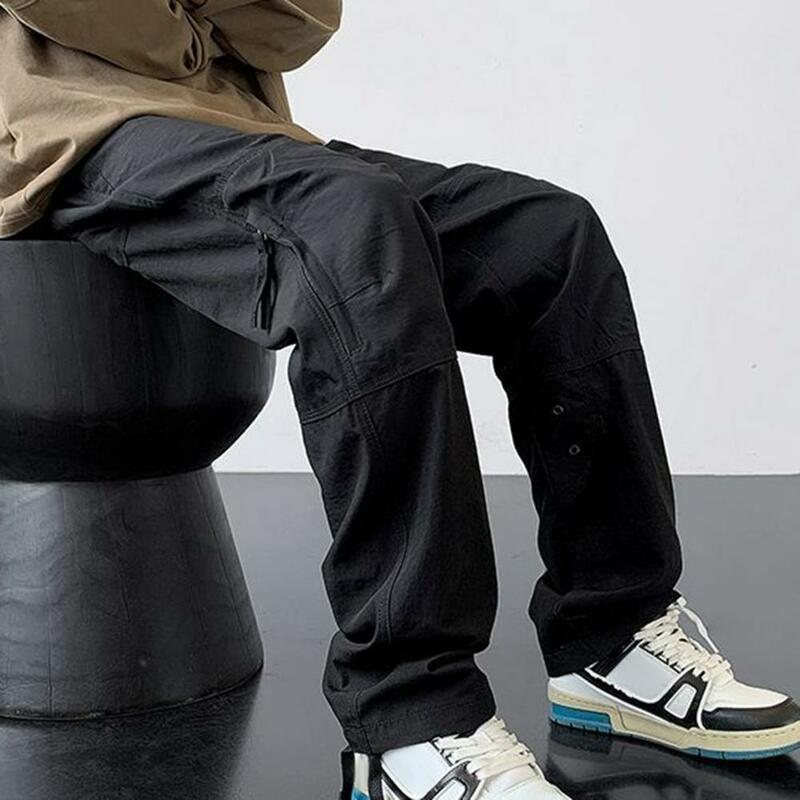 Straight Leg Pants Waterproof Quick Dry Cargo Pants Breathable Elastic Waist Multi Pockets Ideal for Outdoor Camping