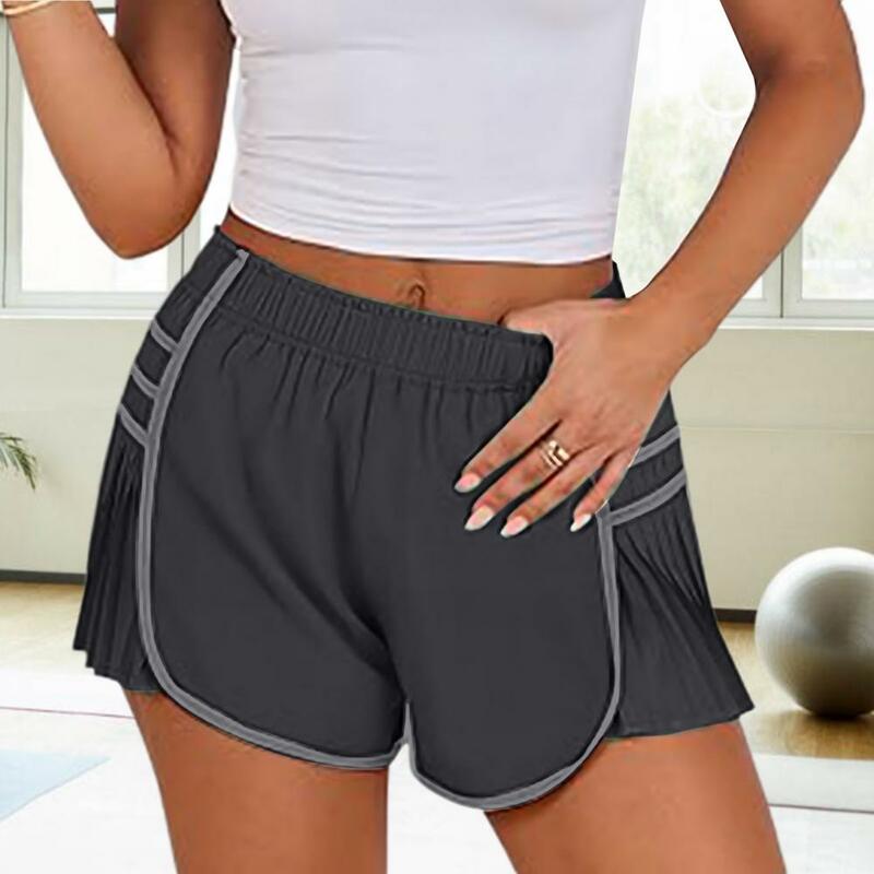 Pantalones cortos deportivos de línea a para mujer, pantalones cortos deportivos de verano con cintura alta, ajuste suelto elástico, tela de secado rápido para trotar, Yoga y tenis
